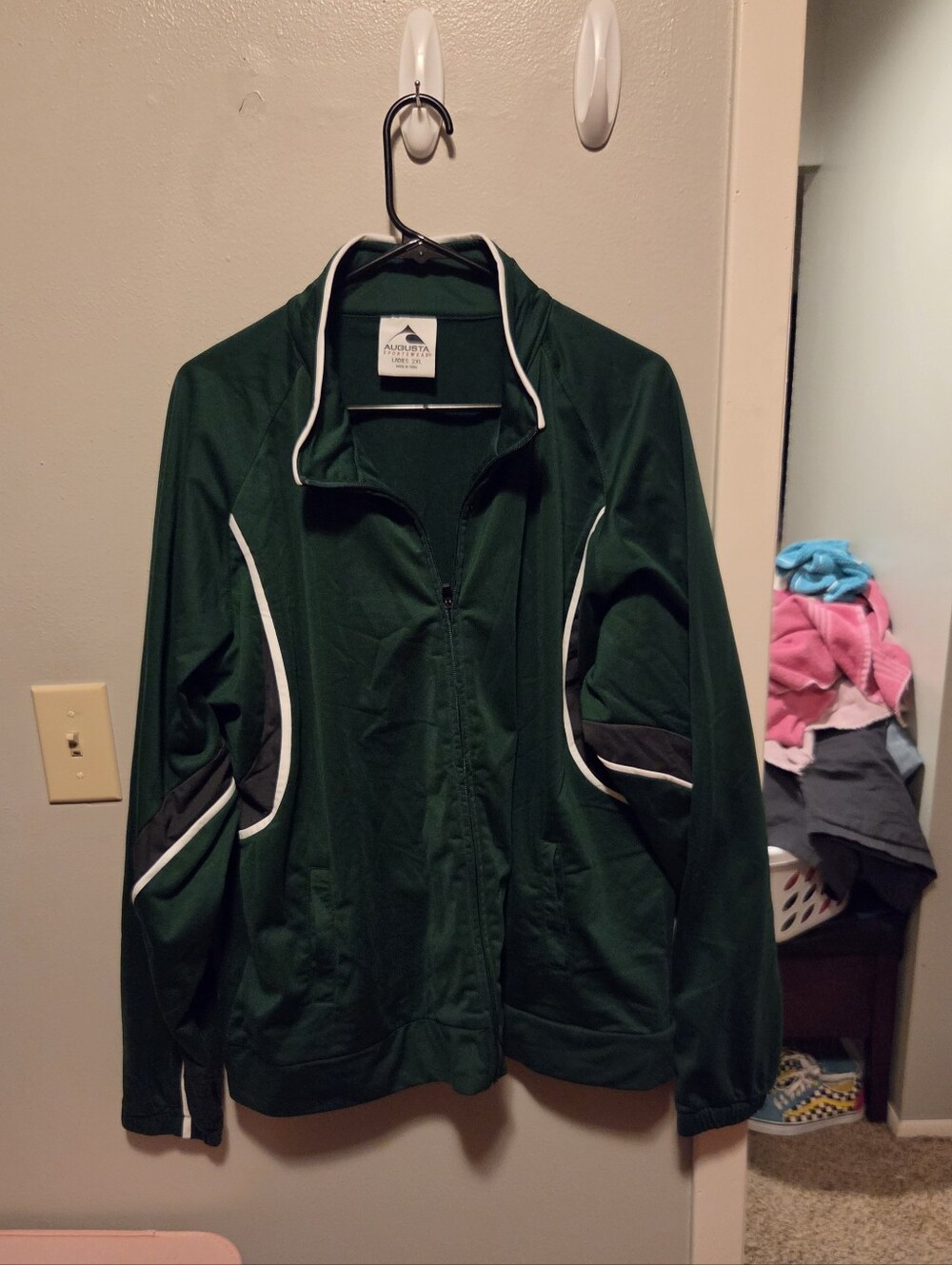 Augusta Sportswear Dark Green Zipup Jacket with White Trim